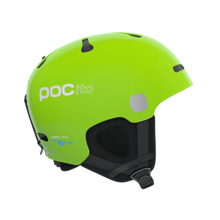 POCito Auric Cut Spin Kids Helmet, Colour: Fluoro Yellow/Green