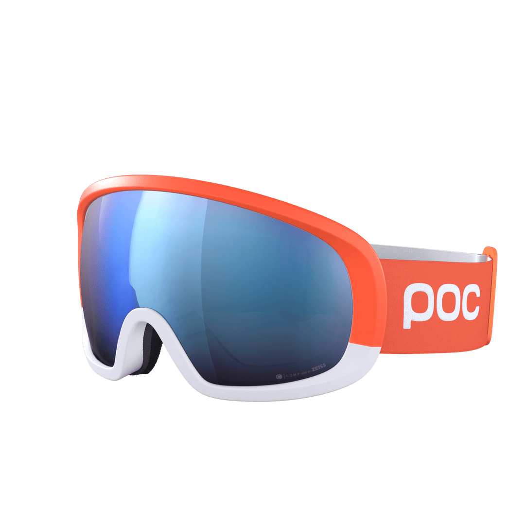 POC Fovea Mid Clarity Comp Youth Ski Goggles, Colour: Fluoro Orange/White/Spektris Blue