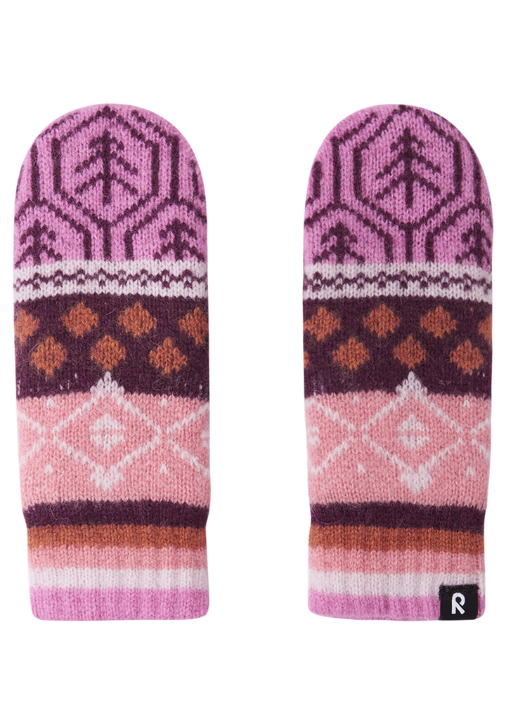 Reima Luminen Knitted Kid's Wool Mittens, Colour: Cool Pink