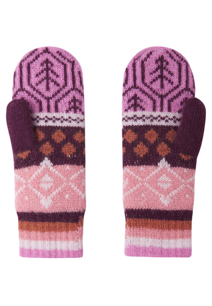 Reima Luminen Knitted Kid's Wool Mittens, Colour: Cool Pink