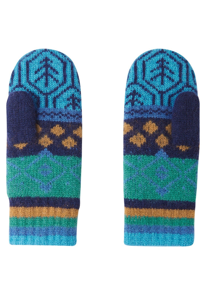 Reima Luminen Knitted Kid's Wool Mittens, Colour: Navy