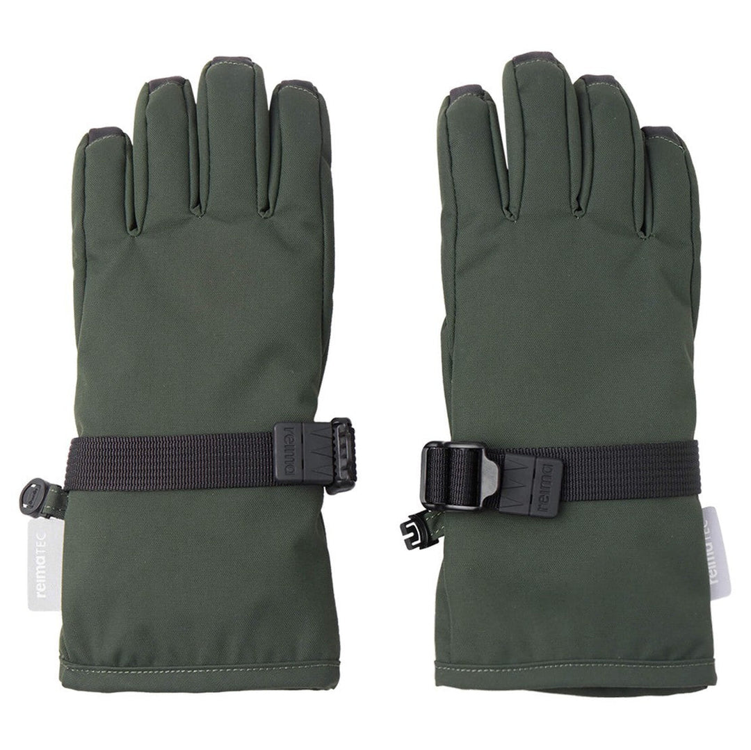 Reima Tartu Kids Waterproof Snow Gloves, Colour: Dark Green