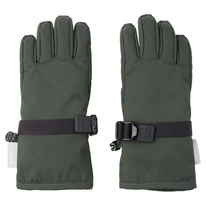 Reima Tartu Kids Waterproof Snow Gloves, Colour: Dark Green
