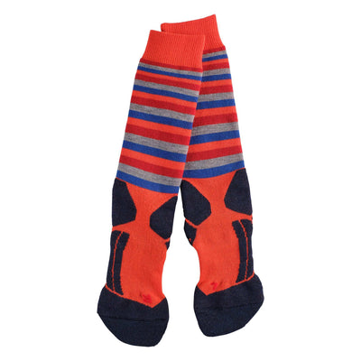 SnowKids Socks EU 23-26 (UK 5C-8.5C) Falke Stripe SK2 Ski Sock - Samba Orange