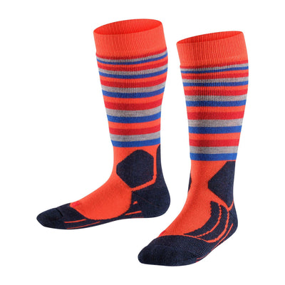 SnowKids Socks Falke Stripe SK2 Ski Sock - Samba Orange