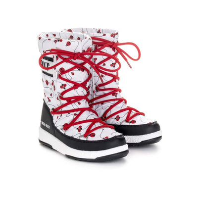 SnowKids Footwear Moon Boot Jr Girls Quilted Ladybug WP Boot